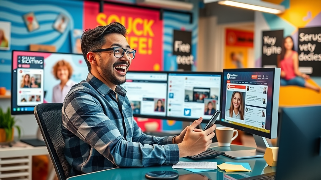 Engaged social media marketer at work marketing consultant summerlin